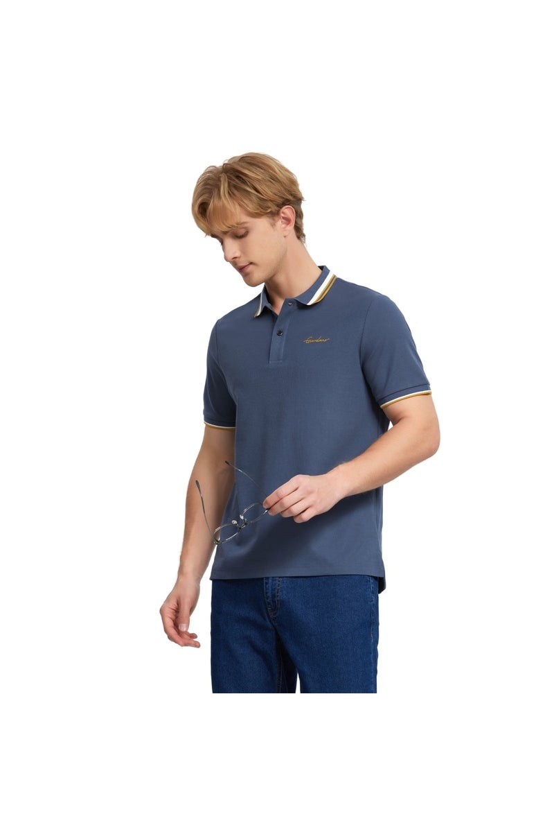 GIORDANO Men's Blue Signature Polo Shirt - Image 2